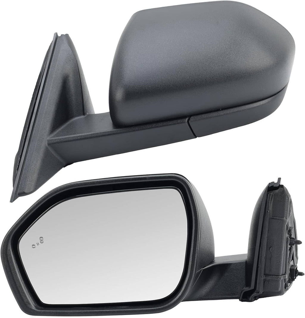Heated power folding side mirror, black housing, front and rear views
