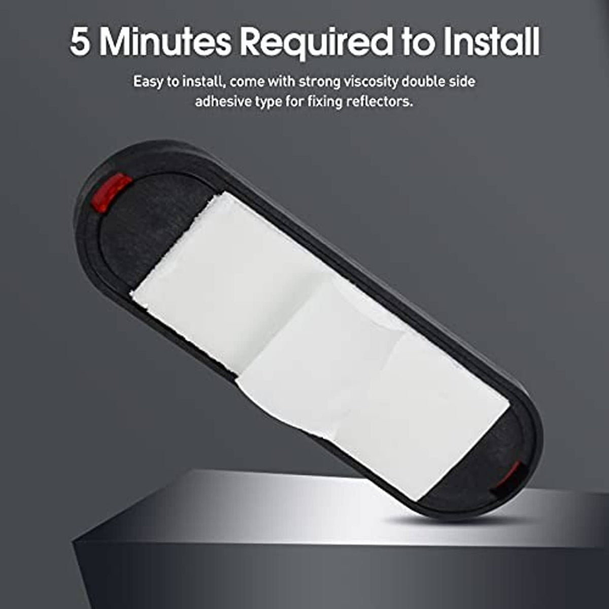 Red oval reflective motorcycle reflector sticker with white adhesive pad and black frame