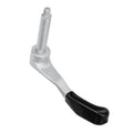 ATV thumb throttle lever with black rubber grip and silver metal base