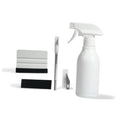 Car window tint kit with spray bottle, felt scraper, and felt/knife accessories