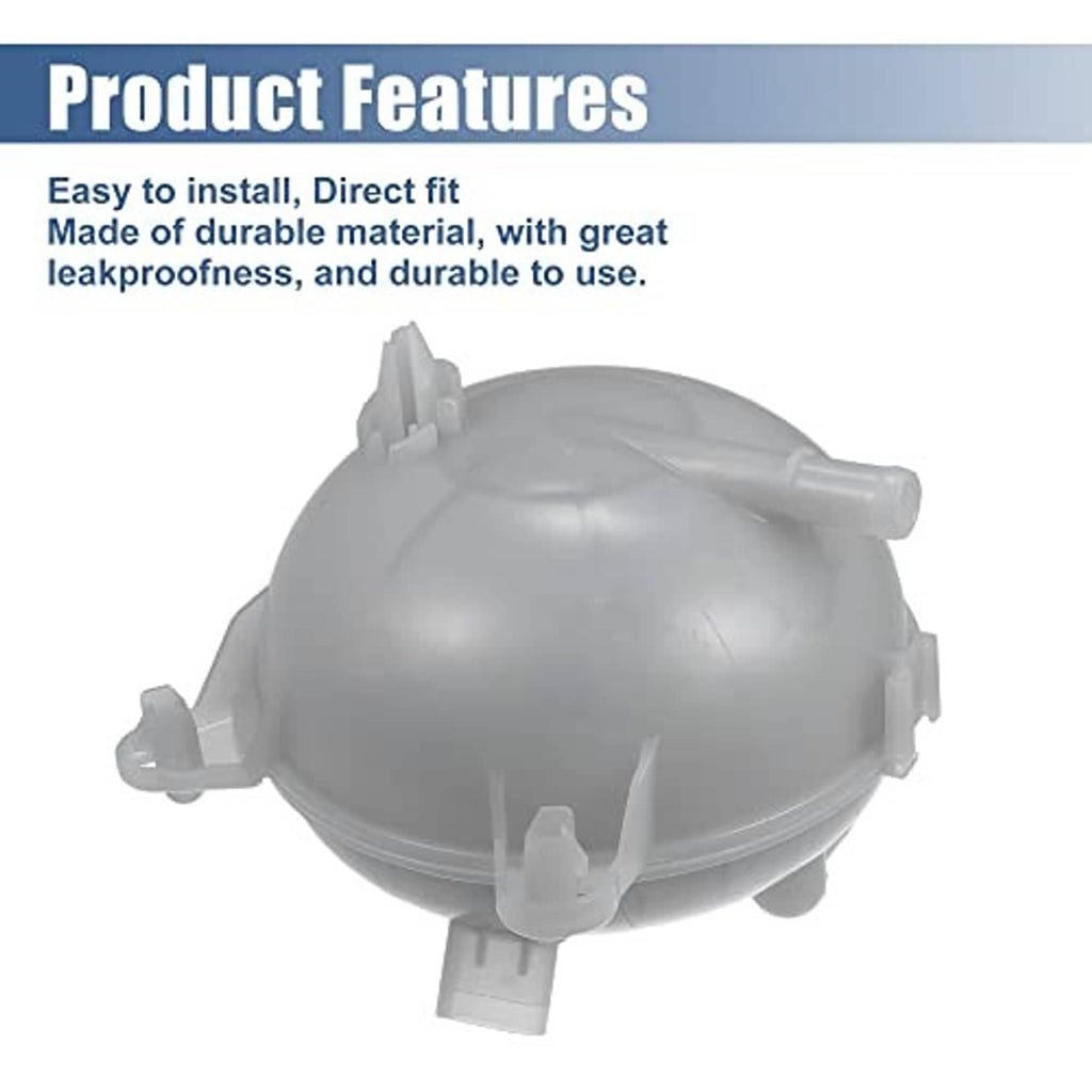 Automotive coolant expansion tank with black cap and hose connections