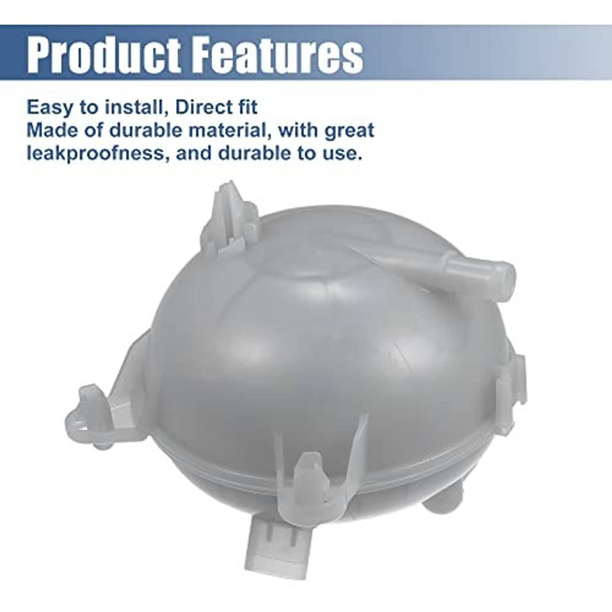 Automotive coolant expansion tank with black cap and hose connections