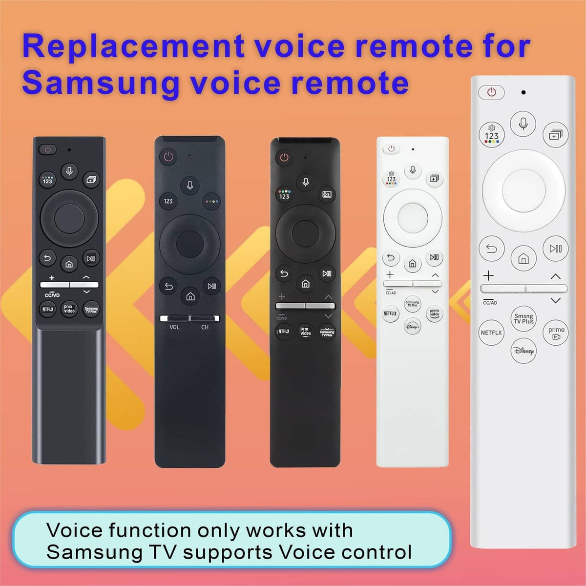 White replacement voice TV remote with circular navigation and mic button