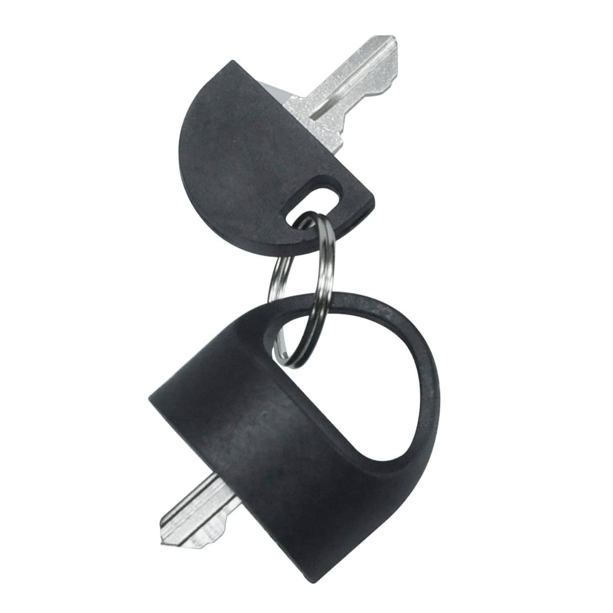Ignition starter key switch with black key fob and two metal keys