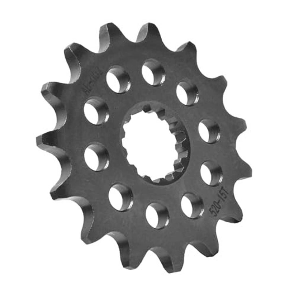Dark steel 520 front sprocket with oval mounting holes and 15-tooth edge profile