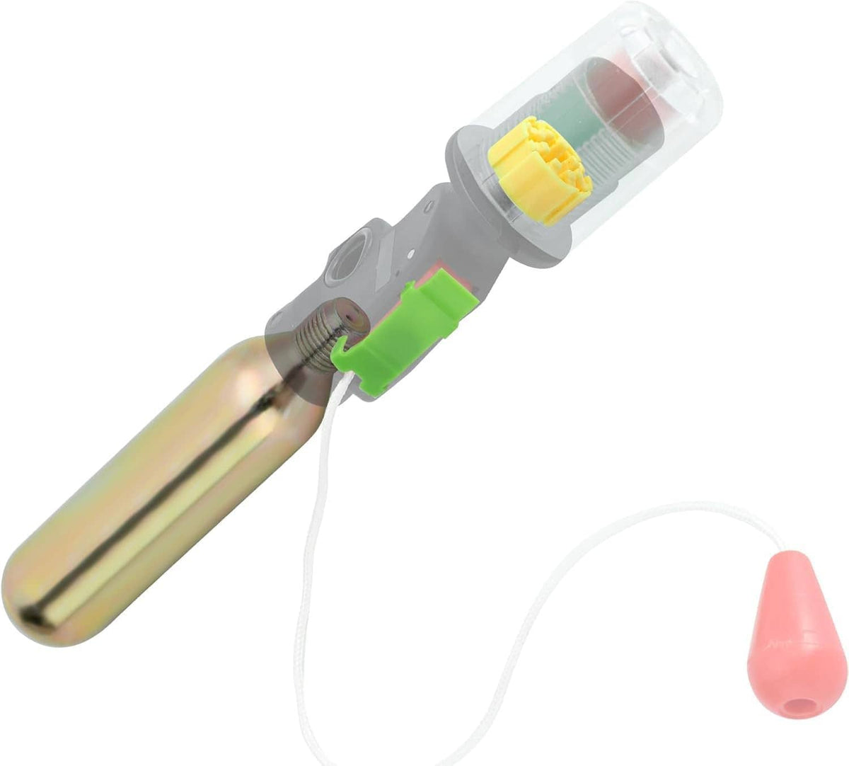 CO2 rearming kit cylinder cartridge tank with green connector and yellow insert