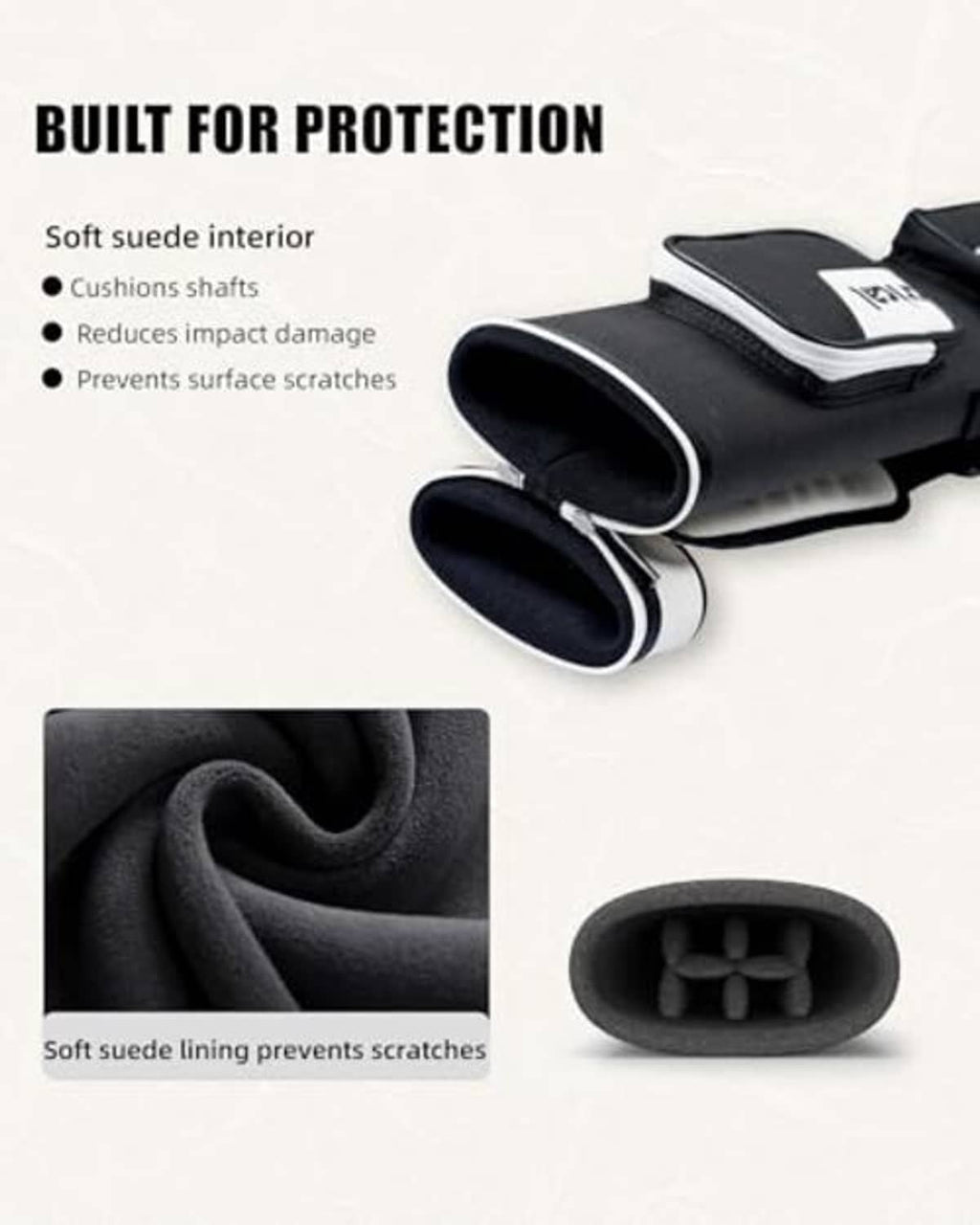 Black pool cue case showing protective opening with soft suede-like interior