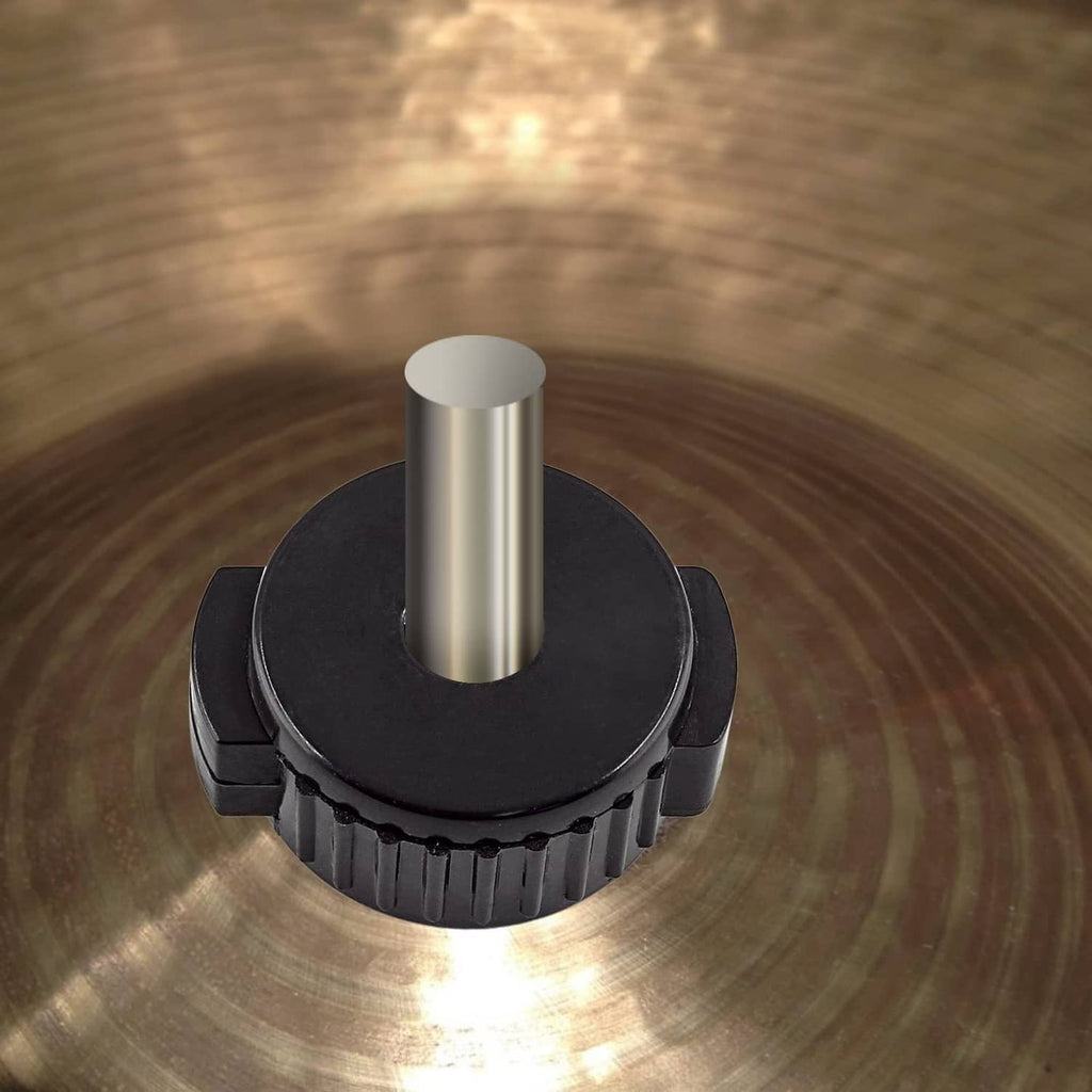 Black plastic cymbal nut with center hole and ridged grip, drum hardware accessory.