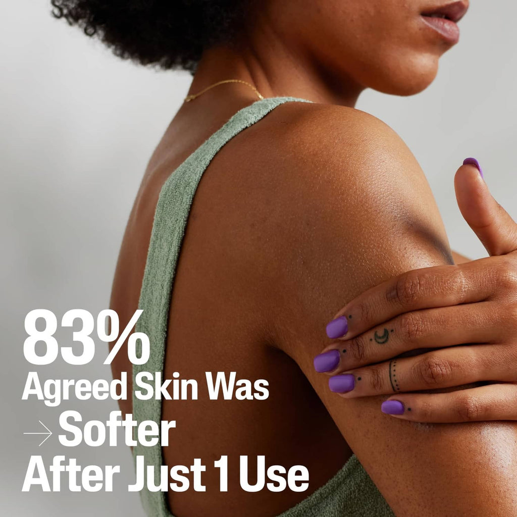 Person applying skincare cream to shoulder with hand, visible skin contact