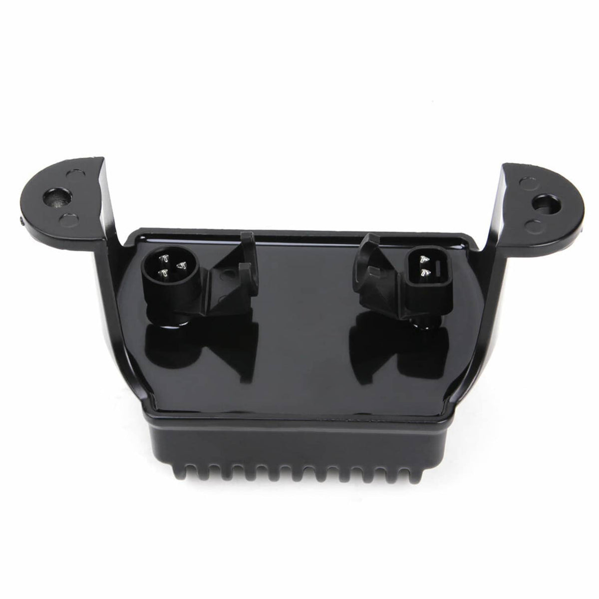 Black voltage regulator rectifier bottom view with twin wire terminals