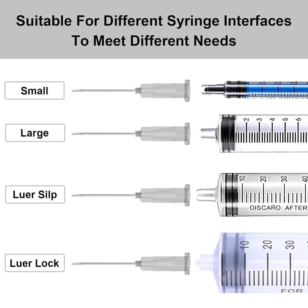 Disposable needles compatible with luer slip and luer lock syringe interfaces