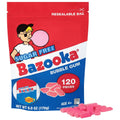 Bazooka sugar-free bubble gum pellets in resealable bag, 120 pieces, with pink gum pieces