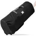Black rolling Christmas tree storage bag with dual wheels and carry handles
