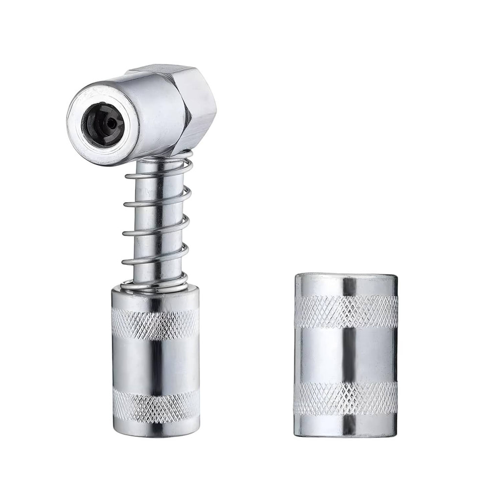 Wevdn 90-degree grease coupler adapter with 90° outlet, steel, threaded sleeves