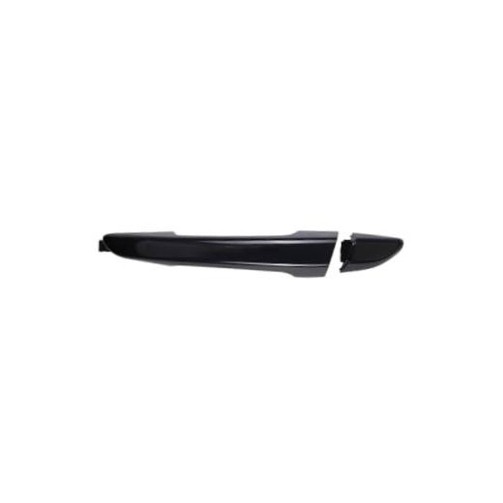 Black exterior door handle, rear left side, with matching insert