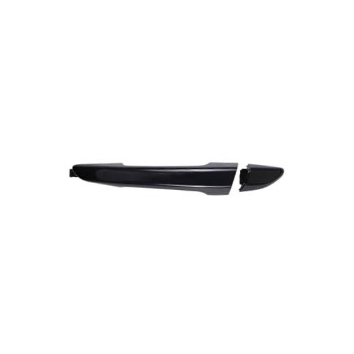 Black exterior door handle, rear left side, with matching insert