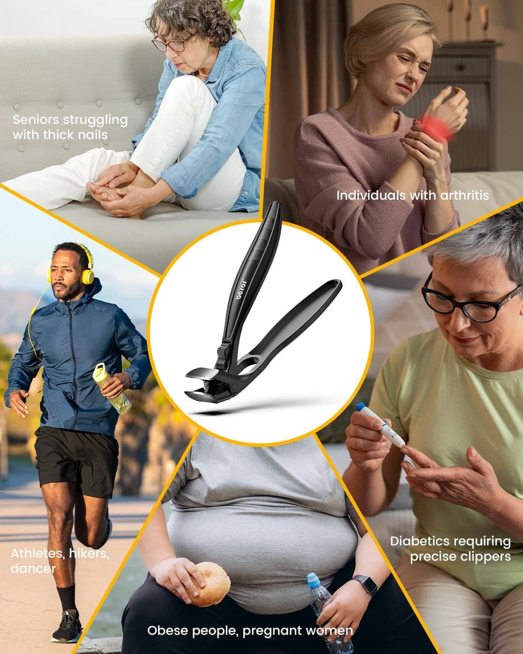 Black BEZOX toe nail clippers with lever-style handle for toenail trimming