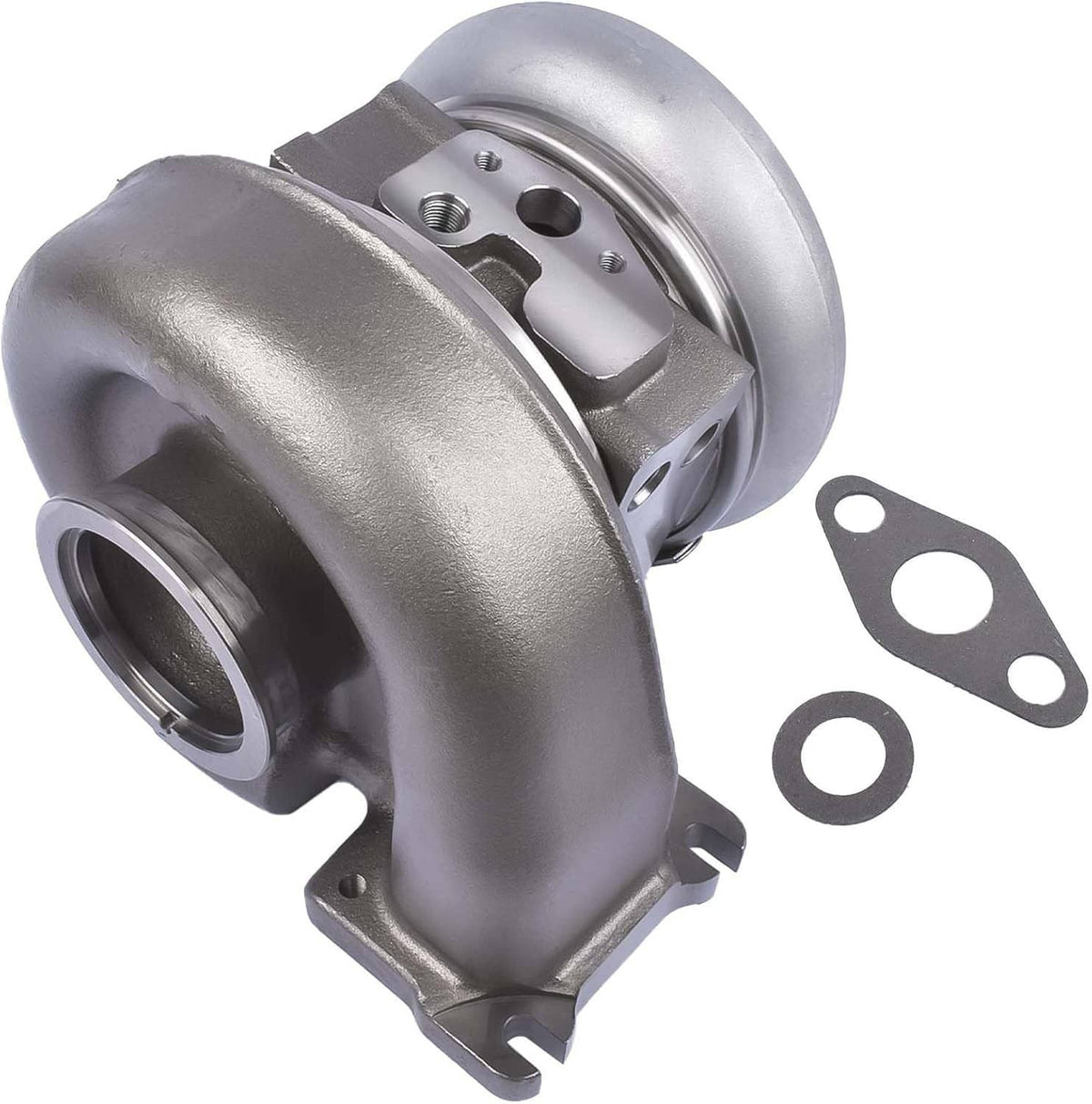 Turbocharger elbow housing with outlet port and two gasket seals included