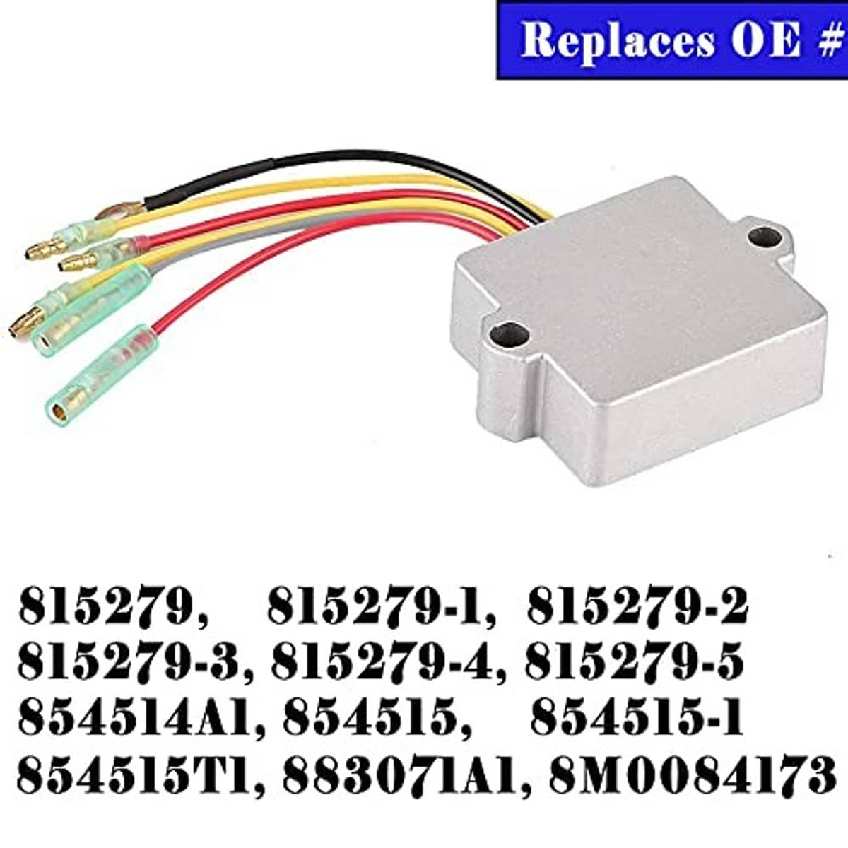 6-wire voltage regulator rectifier canister with bundled colored leads and connector terminals