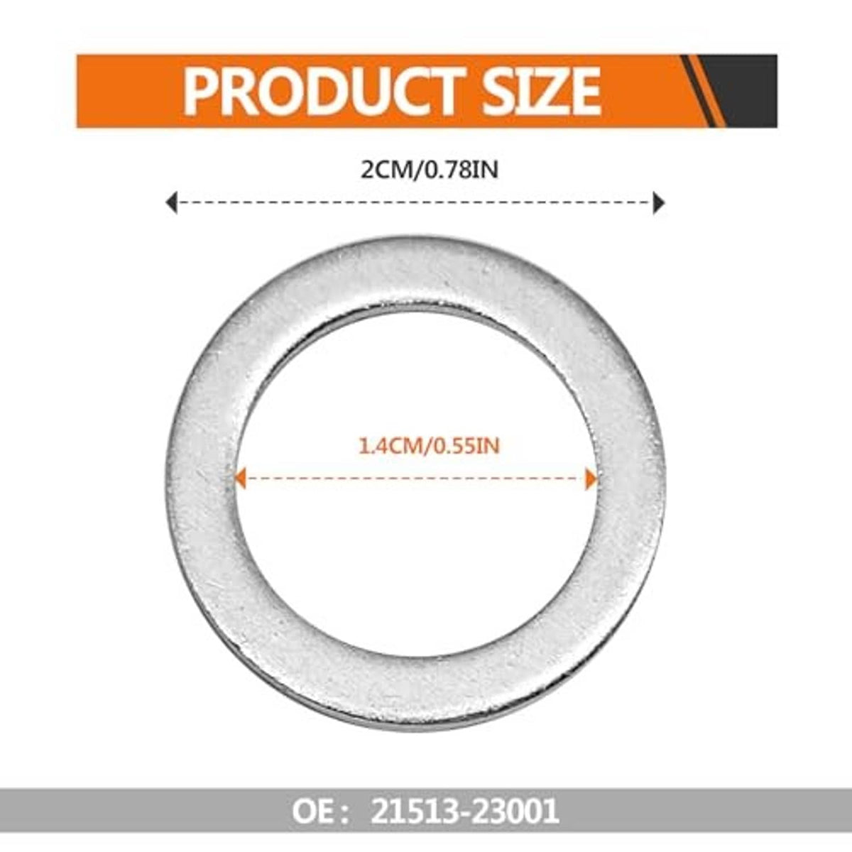 Single silver oil drain plug gasket washer, circular sealing ring