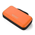 Orange hard EVA CD/DVD case with black zipper, rounded corners and protective padding