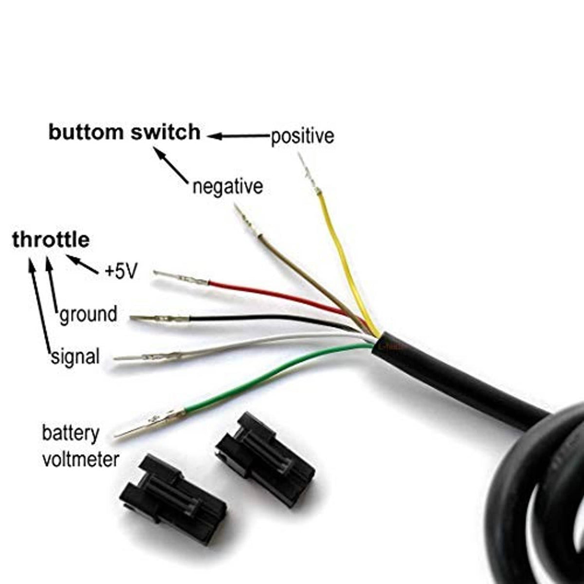 Throttle controller wiring harness pinout with switch, ground, and signal wires