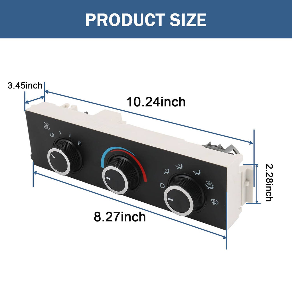 Climate control panel size: 10.24 in wide, 12.8 in tall, 8.27 in depth