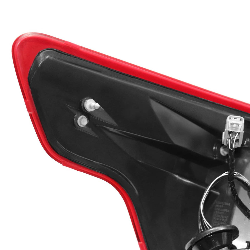 Right rear LED tail light rear housing side with red trim and clear tabs