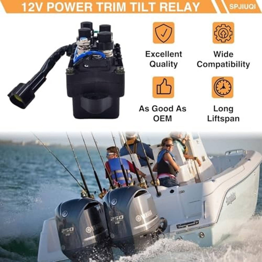 12V power trim tilt relay unit with black casing and terminal connectors
