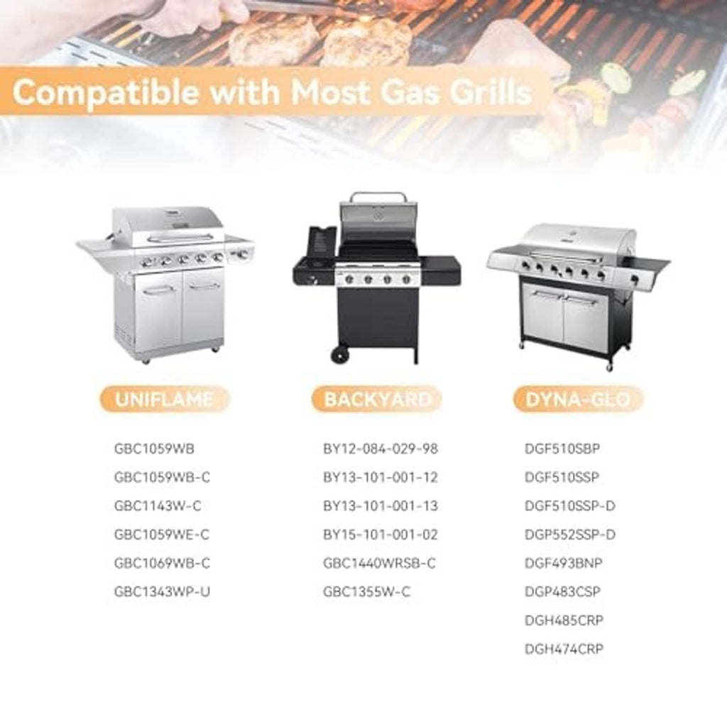 Compatibility chart for replacement grill flavorizer bars for UNIFLAME, BACKYARD, DYNA-GLO