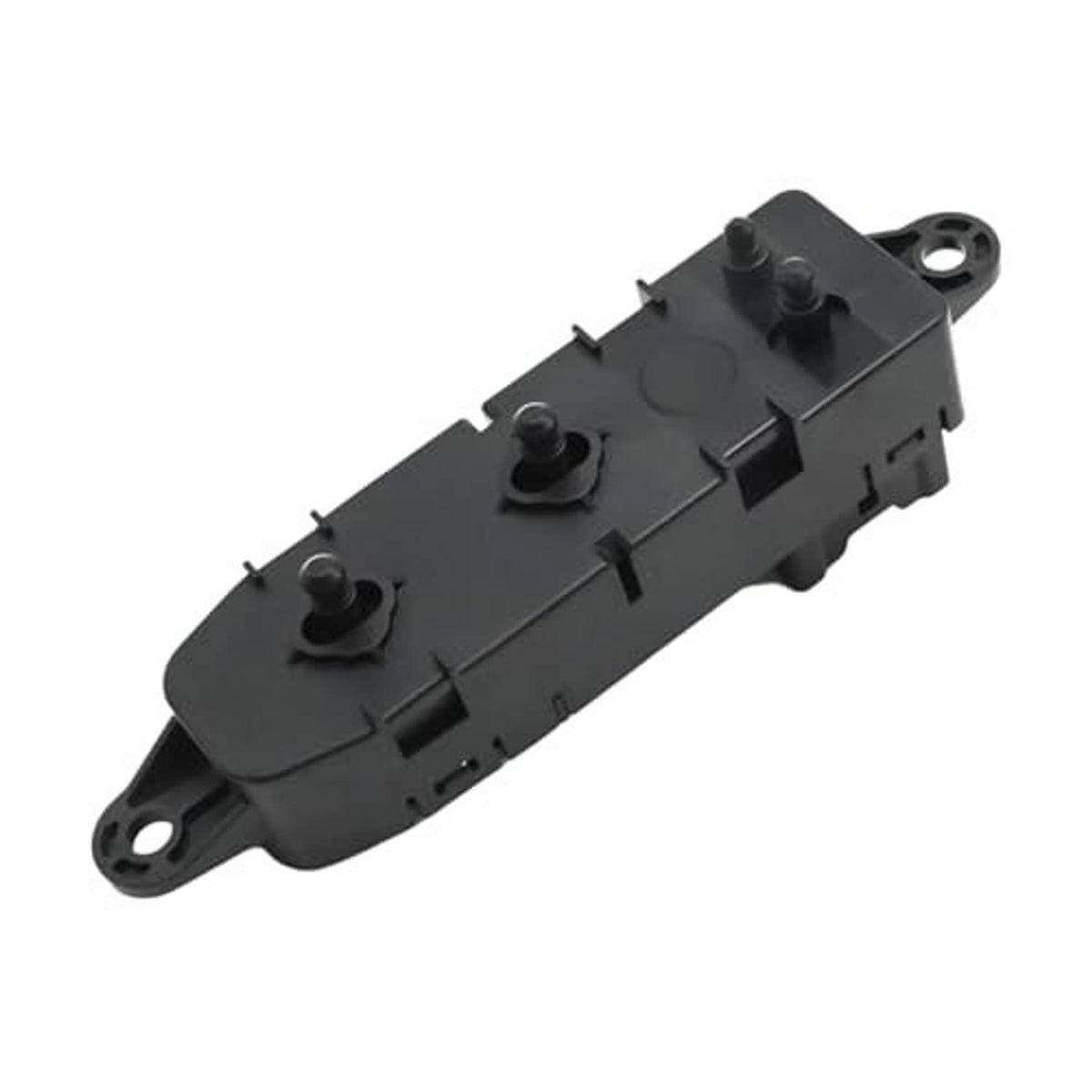 Power seat switch module, black plastic with four push-button caps and side holes