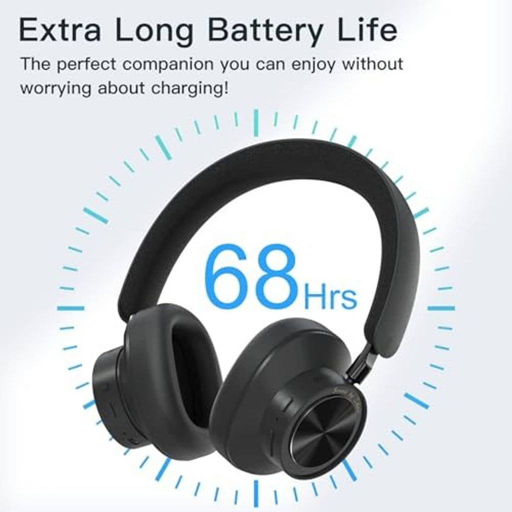 Wireless over-ear headphones in black with padded ear cushions
