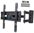 Full-motion black TV wall mount with long mounting rails and articulating bracket
