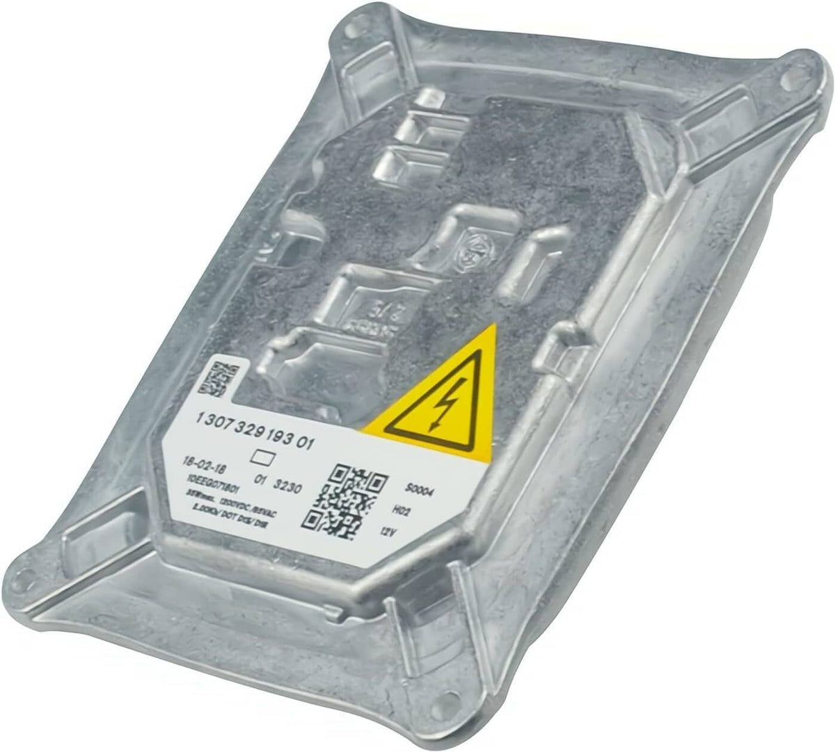 Xenon HID headlight ballast module exterior with wiring warning label