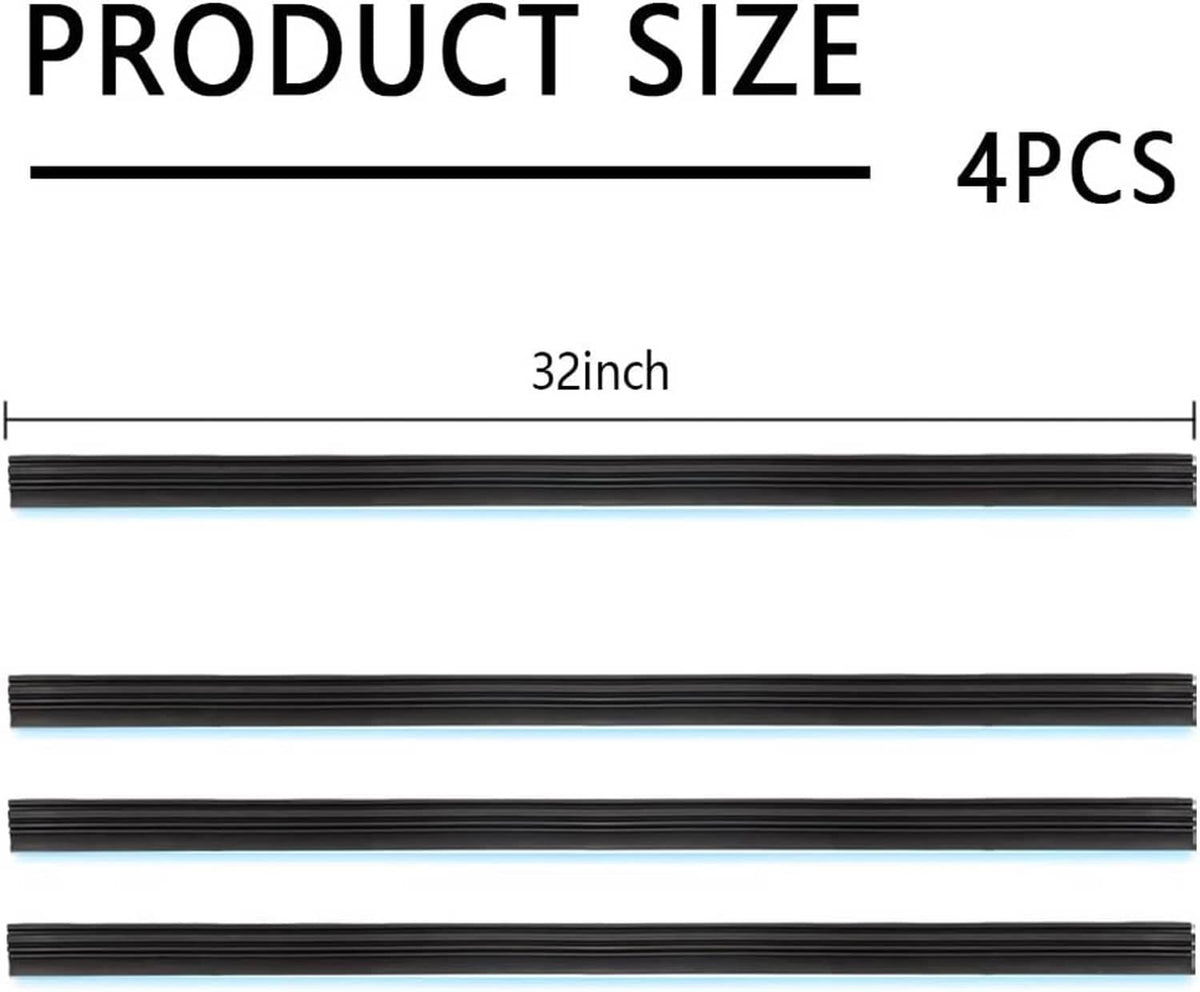 4-piece black wiper blade strips, 32-inch length per strip for DIY trimming
