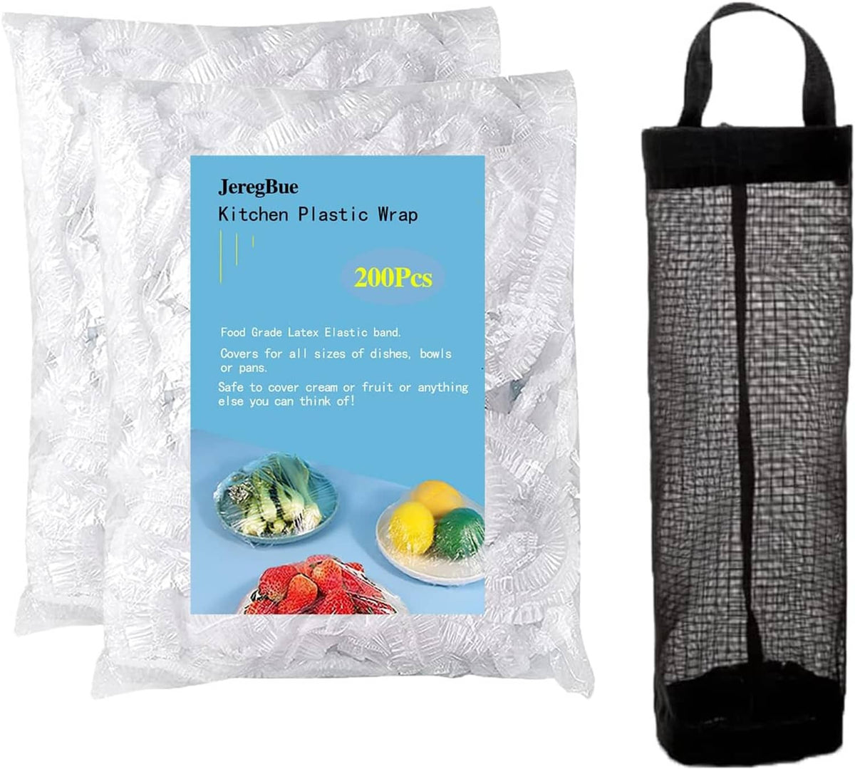 200PCS white elastic bowl covers plus black bag for storing the covers