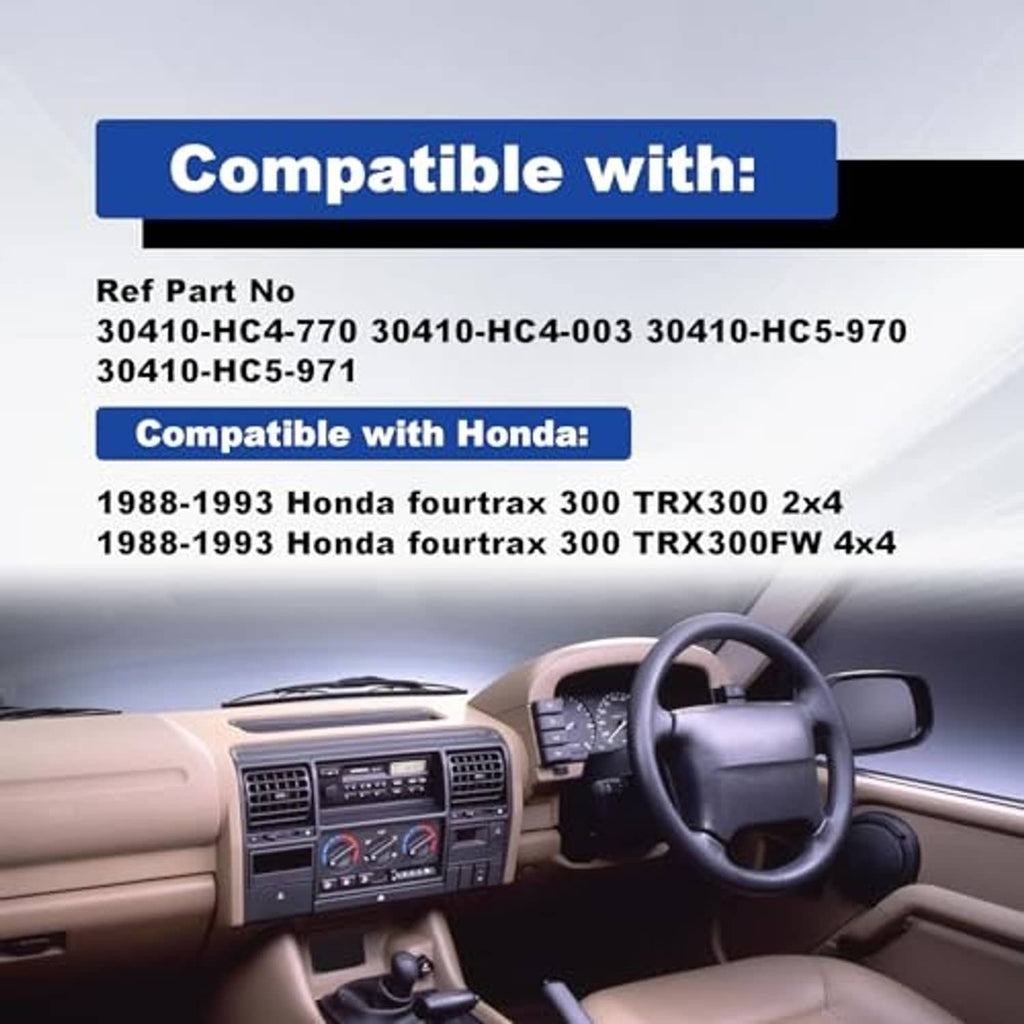Ignition module compatibility graphic shown over car dashboard interior