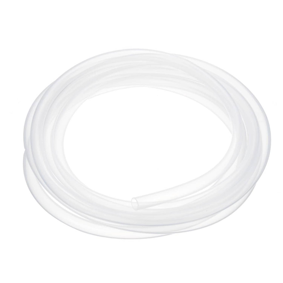 Transparent flexible silicone tubing, coiled roll with clear inner passage