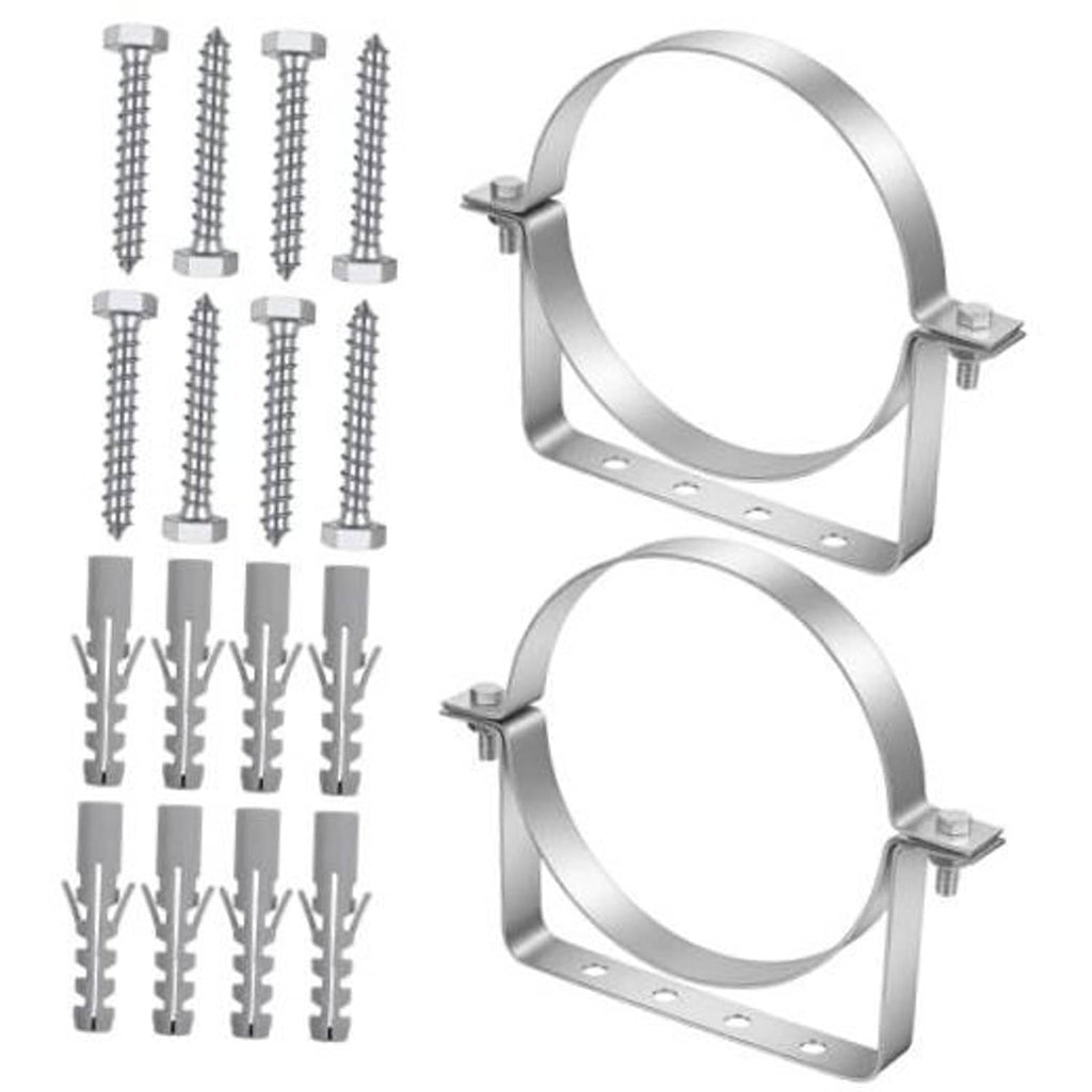 2-pack stainless steel split-ring pipe support hangers with mounting bolts and anchors