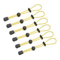 Set of 6 yellow elastic climbing stick holders with black end caps and loops