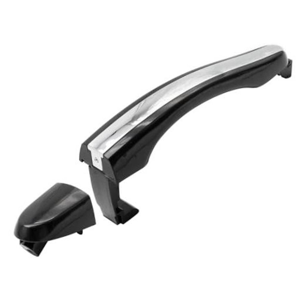 Front right exterior door handle with black grip and chrome trim