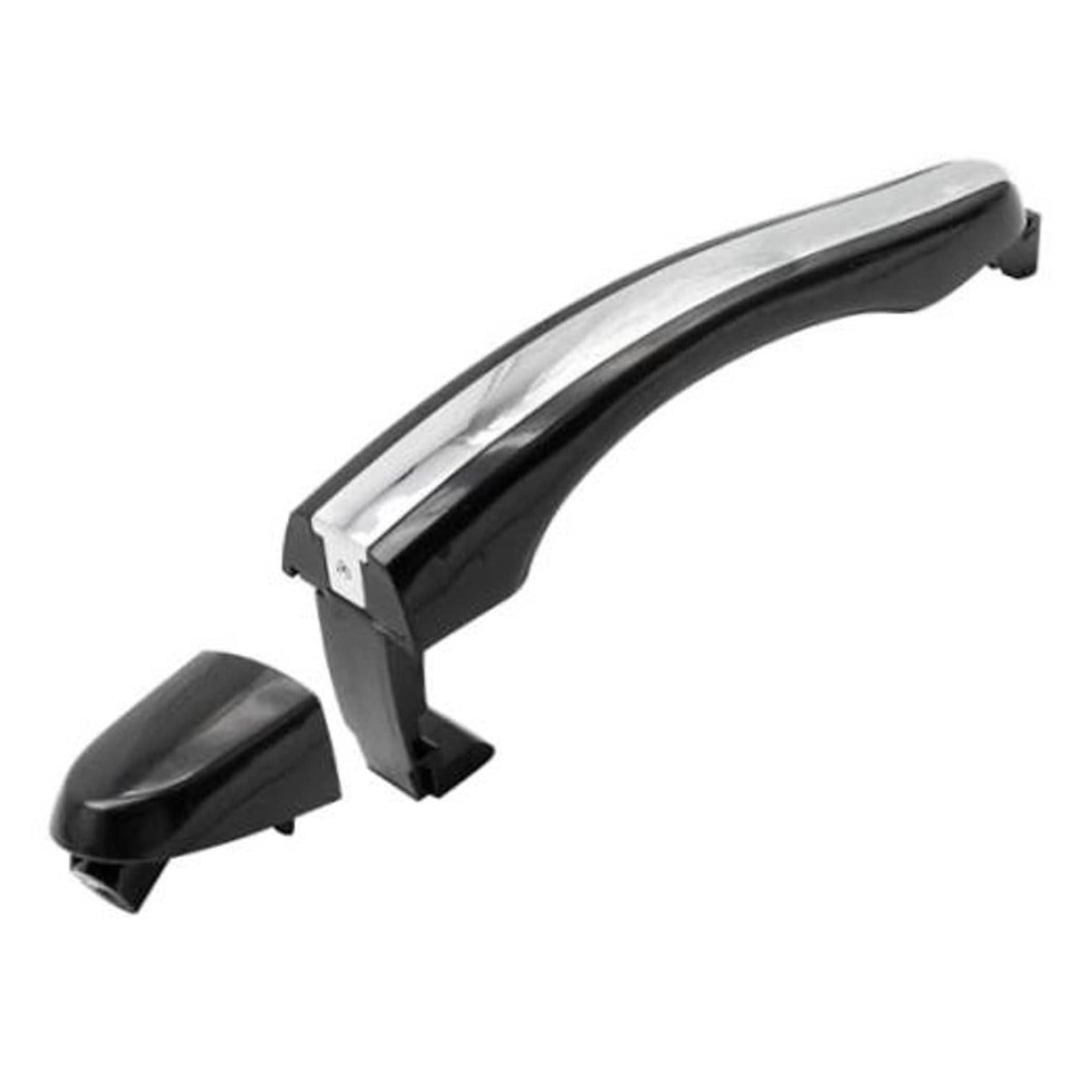 Front right exterior door handle with black grip and chrome trim