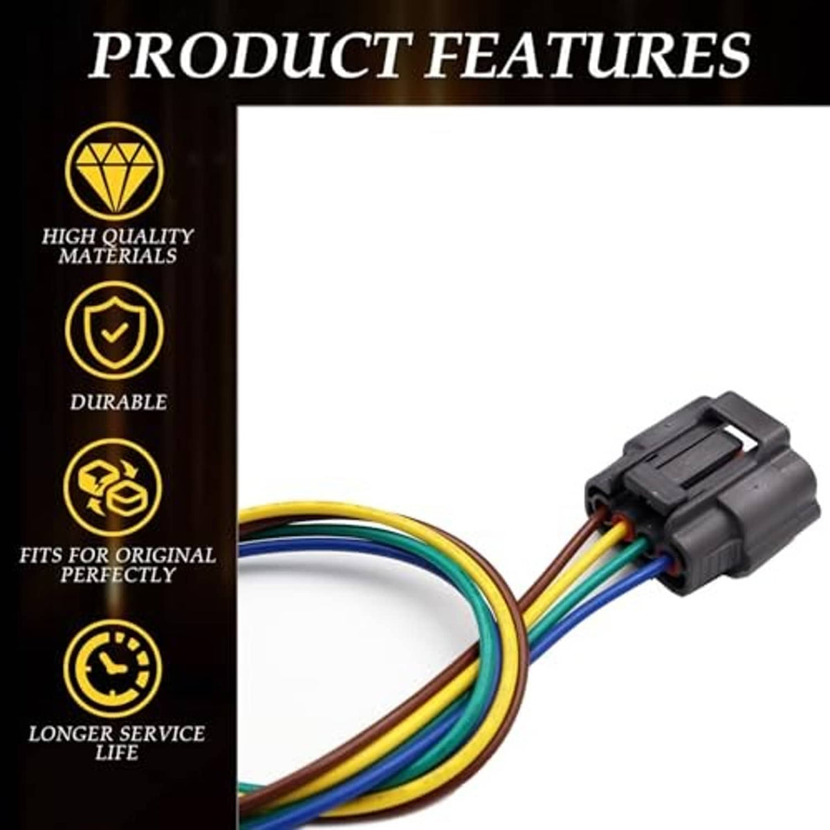 TPS wire pigtail with gray 4-pin plug and braided multicolor wiring harness