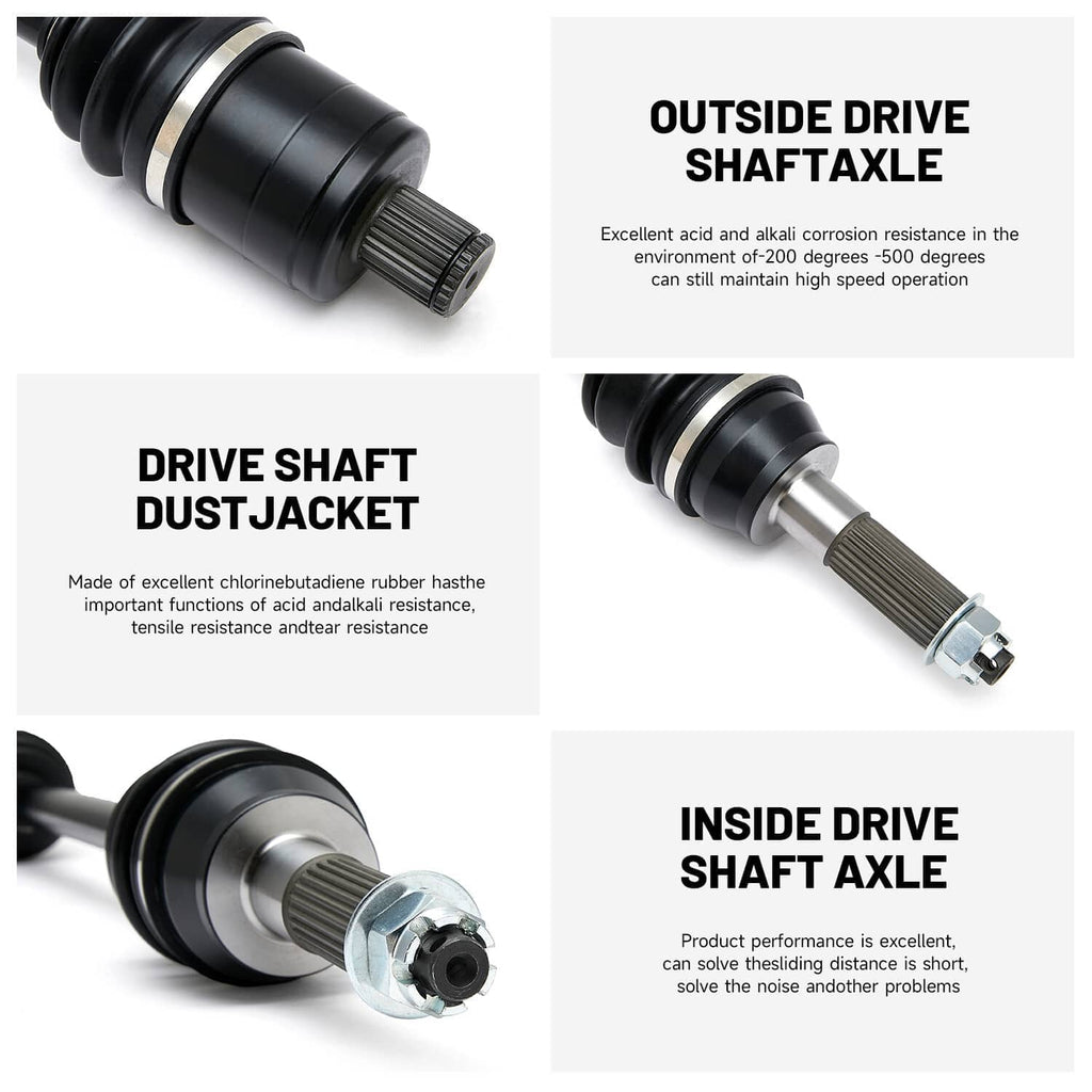 Rear CV axle drive shaft with black dust jacket and metal spline hardware