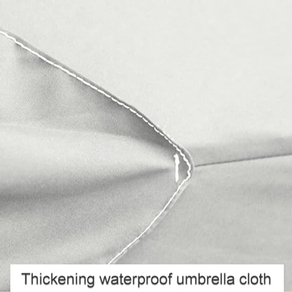 Grey patio umbrella replacement cover fabric with stitched edge and folded seam