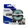 LabelWorks PX label tape cartridge, 12mm black text on white tape, sealed in box