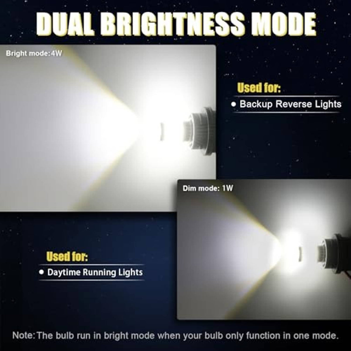 Dual-mode LED reverse light bulb with bright white LED chips, black plug base