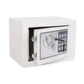White electronic security safe box with keypad lock and key cylinder