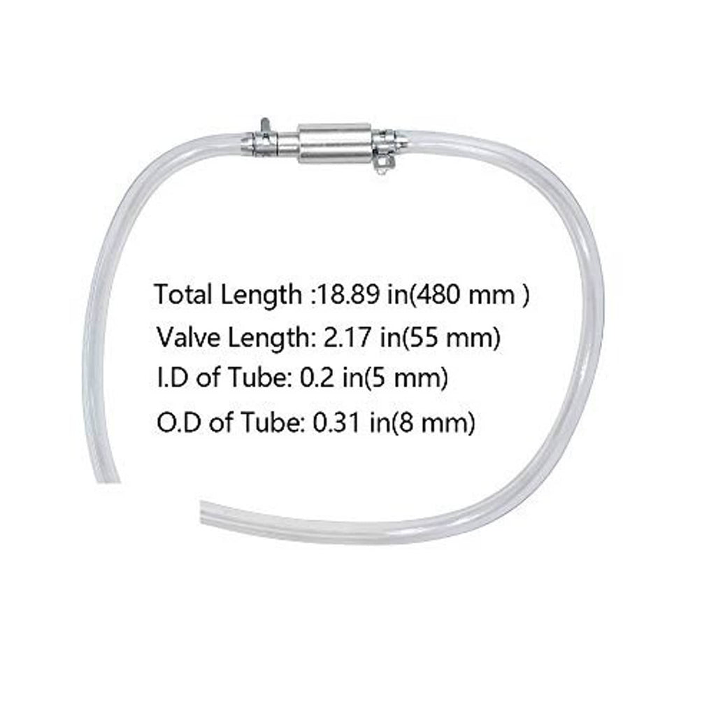 Clear brake bleeding hose with metal valve fitting and flexible tube loop