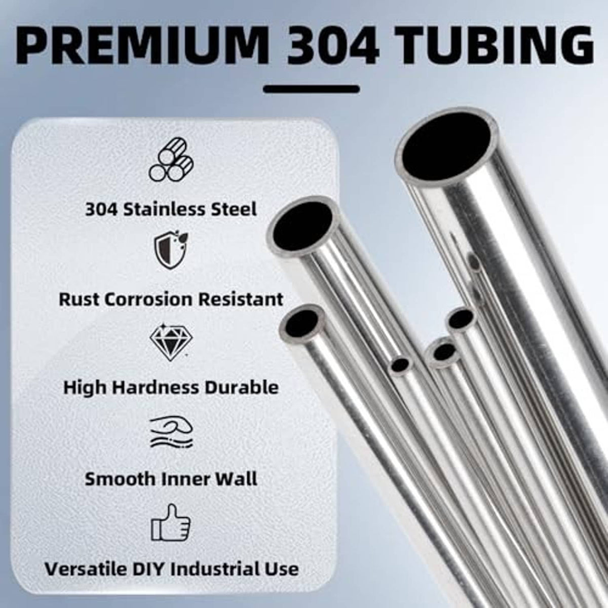 304 stainless steel tubing set with smooth finish and hollow openings